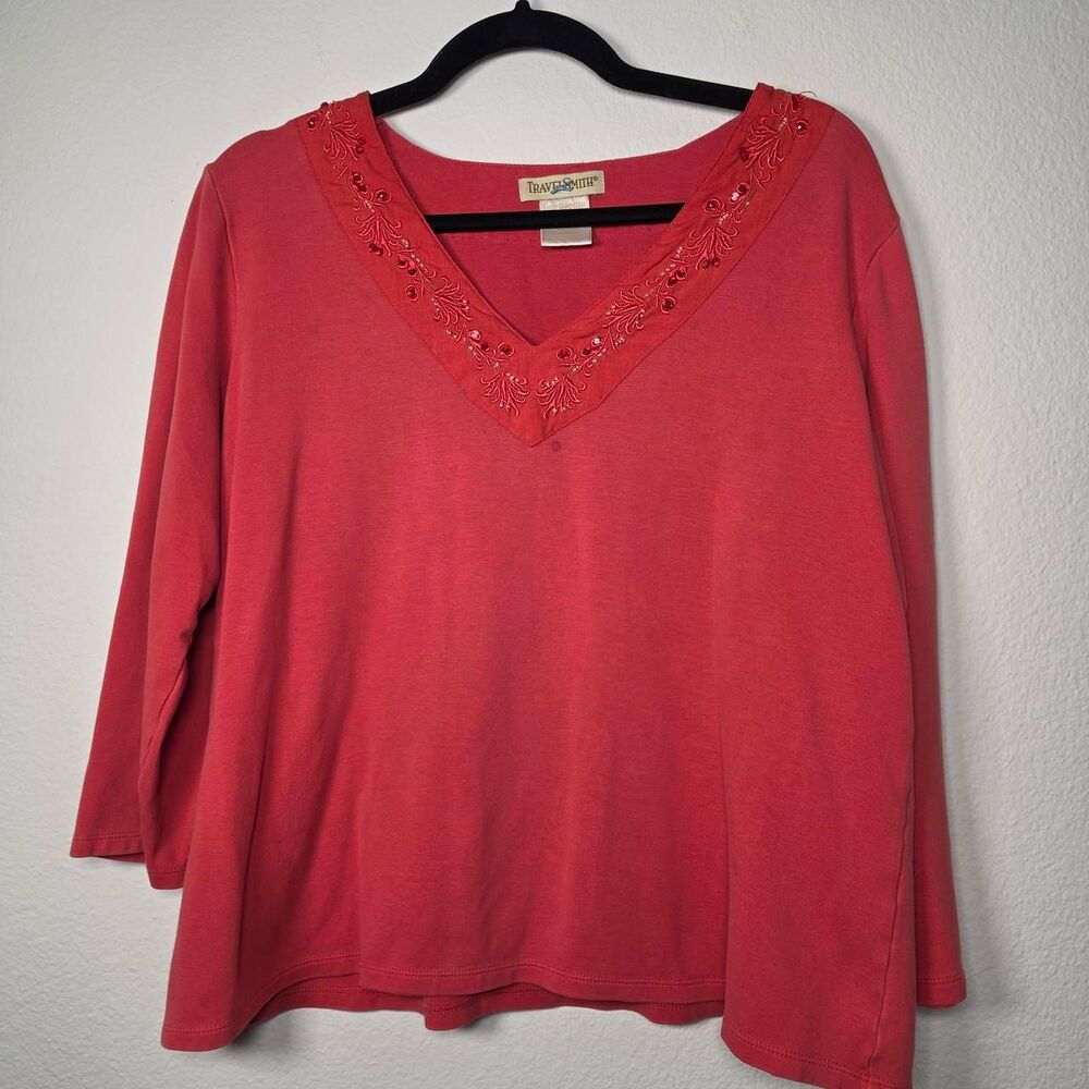 TravelSmith Women's Red Blouse Size Large